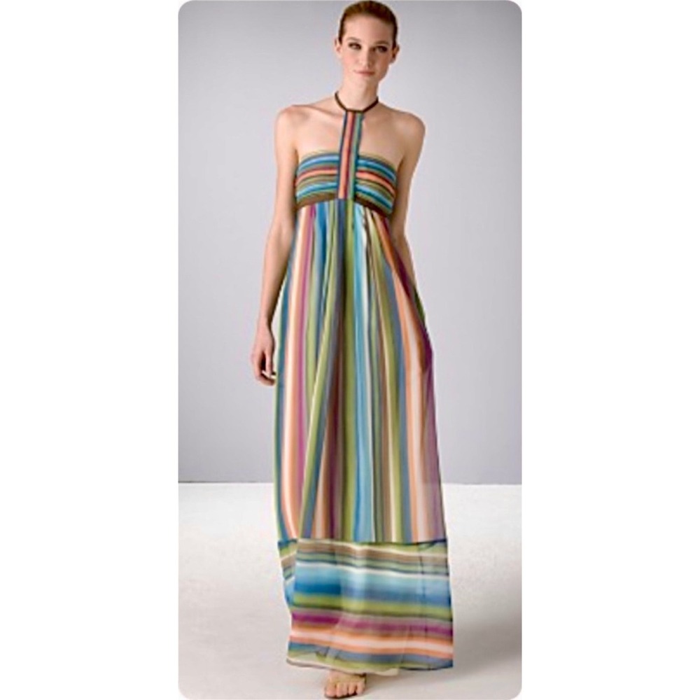 Catherine Malandrino S/S 09 Runway Sandbar 100% Silk Maxi Halter Dress Pockets 4